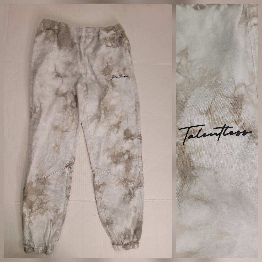 Talentless Joggers Sweatpants SZ M Tie Dye Black Pockets Logo